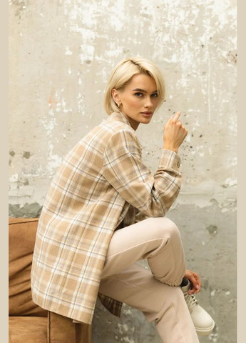 Бежевая кэжуал рубашка в клетку Seventeen с длинным рукавом