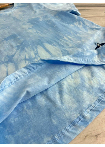 Футболка женская A-N 2539 вареная тай дай с вышивкой пчелкой one size голубая No Brand - (324019775)