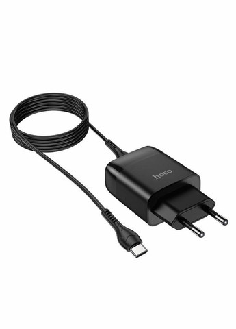 Мережевий зарядний пристрій C72Q Glorious single port QC3.0 charger set(Type-C) 18W Black Hoco (322222836)