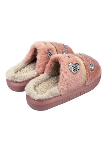 Розовые домашние тапочки женские на платформе с джибитсами розовые 5156-4 Sanlin