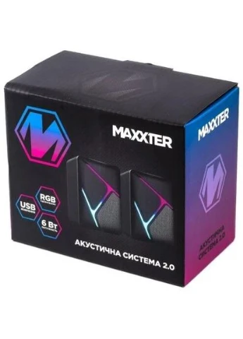 Колонки 2.0 CSP-U004RGB, 2 x 3 Вт, пластиковий корпус, живлення від USB, RGB підсвічування CSP-U004RGB Maxxter (395345446)