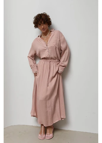 Свободный костюм из рубашки и пышной юбки с кружевными вставками Lurex (391059857)