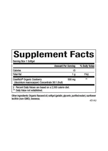 Оригінал! CranRich®️ Super Strength Organic Cranberry Concentrate 500mg - 90 softgels Natural Factors (397589820)