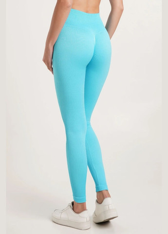 Светло-голубые демисезонные леггинсы в рубчик с пуш-ап Giulia