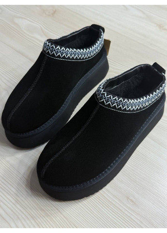 Угги женские 1702-1 тапочки на платформе замшевые с вышивкой черные ITTS (370269474)