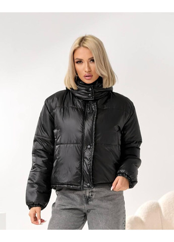 Комбинированная демисезонная куртка бомбер с капюшоном арт. 600, черный KHAN