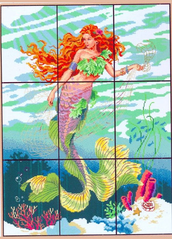 Набор для вышивания по нанесённой на канву схеме "Mermaid (5)". AIDA 14CT printed 43*56 см Joy Sunday (313614580)