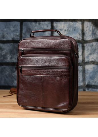 Мужская сумка из натуральной кожи с ручкой и ремешком через плечо Vintage коричневая No Brand (352167691)
