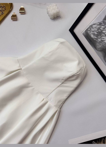 Молочное праздничный, откровенный платье с открытыми плечами длины меди с пышной юбкой, с открытыми плечами MonCher