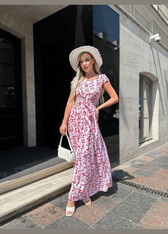 Білий святковий, повсякденний, кежуал, вечірня жіноча сукня Україна з квітковим принтом