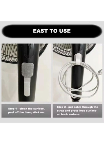 Липучка для кабеля фиксатор-стяжка органайзер кабель менеджмента держатель 3М L 5 шт Черный REO (355889241)