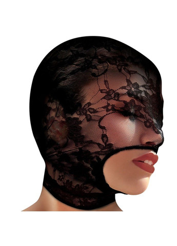 Кружевная маска на голову с открытым ртом, черная Master Series (289784639)