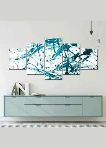 Модульная картина из пяти частей Бирюзовый абстракт 162x72 см (M5_L_57) Art Studio Shop (379846726)
