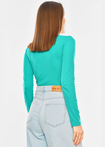 Боди женское однотонное в рубчик зеленого цвета Let's Shop (330223517)