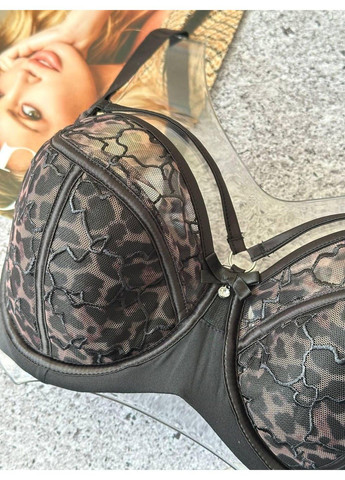 Коричневый мягкий бюстгальтер с портупеей леопардовый Lanny Mode