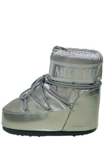 Зимние зимние ботинки женские серебряные мунбут moon boot mb icon low glance No Brand