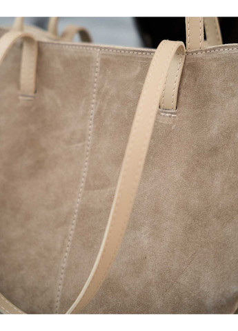 Жіноча сумка-тоут з корпусом-трансформером з натуральної замші та екошкіри бежева «Лаура» WeLassie (371882644)