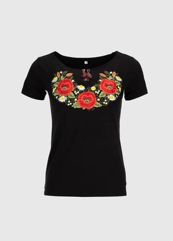 Вышиванка футболка женская Маков цвет M Черный (2000990566508A) Melanika (294753506)