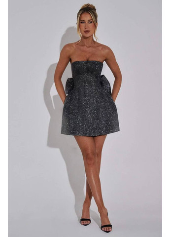 Чорна вечірня ефектна міні-сукня з корсетним ліфом No Brand однотонна