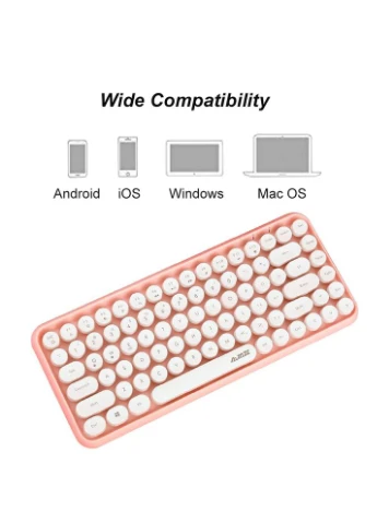 Бездротова Bluetooth ретро-клавіатура E&Woma жіноча, дизайн друкарської машинки, рожева KLIM (327072185)