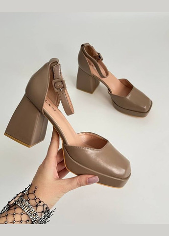 L&M Жіночі туфлі з ремінцем, нарядні жіночі туфлі мокко темно-бежевий з штучна шкіра, — демісезон (322215122)