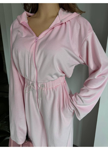 Женский комбинезон-трансформер из велюра MonCher комбинезон-брюки розовый повседневный