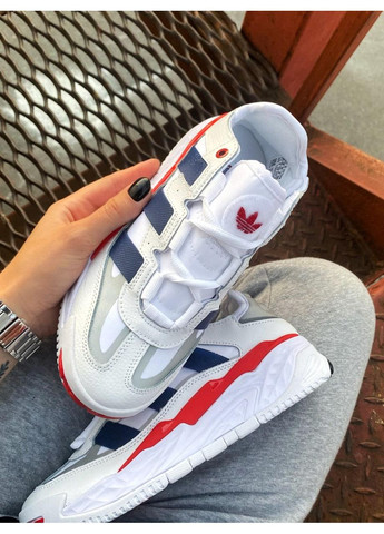 Білі Осінні кросівки чоловічі adidas niteball white blue red адідас найтбол No Brand