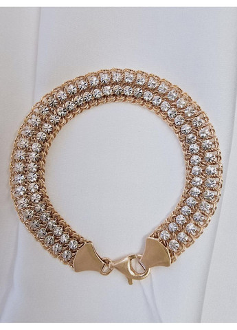 Золотий браслет «Потрійний бісмарк» з білими напайками (18р) 640016о-1 Triumph (363840201)