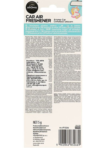 Ароматизатор для авто Glitter Unicorn 5g (944744-38109) Aroma Car (365820287)