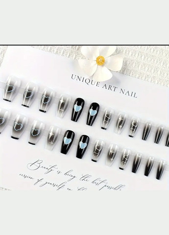 Накладные ногти в комплекте со скотчем для приклеивания - Blue Heart Nails (296568693)