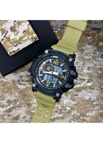 Наручний годинник 012BKKHUASI Тризуб срібло Чорні з хакі. + Коробка Patriot (377738198)