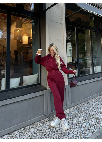 Женский комбинезон FINO Mode комбинезон-брюки бордовый спортивный, повседневный, кэжуал трехнитка