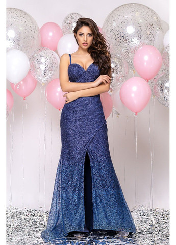 Темно-синее вечернее платье золотая рыбка 20031 Tanita-Romario