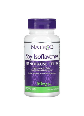 Натуральная добавка Soy Isoflavones Menopause Relief 50 mg, 60 капсул Natrol (293419039)