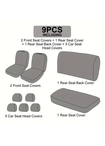 Комплект універсальних чохлів для автомобільних сидінь 9 предметів червоні No Brand (369936784)