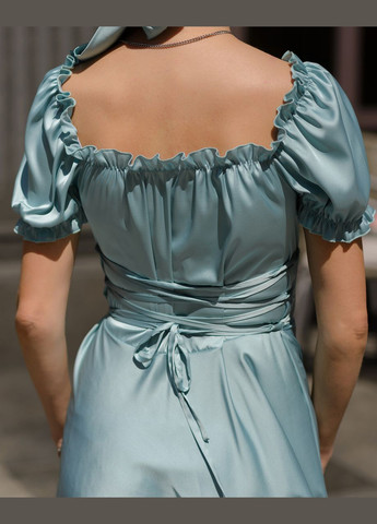 Бирюзовое женское платье мини из шелка армани тиффани Maybel