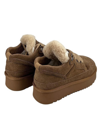 Угги женские замшевые на платформе шнуровка коричневые 2073-2-2 No Brand (302312417)