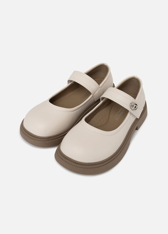 Бежевые туфли на плоской подошве для девочки цвет бежевый цб-00251104 No Brand