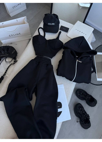 🖤 Женский костюм-тройка: тощие, брюки, топ с чашками (замеры в описании) DK/DL Мода без кордонів (364813317)