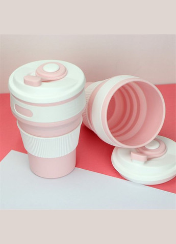 Складывающаяся силиконовая чашка Collapsible. Розовая No Brand (337347215)