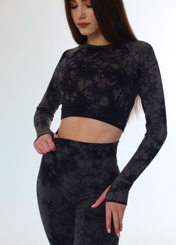 Комплект жіночий спортивний з тай-дай принтом сірий (70010) FitFiesta (328931670)