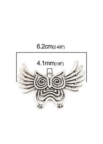 Подвеска Кулон сова Античное серебро 62 мм x 49 мм Finding (330027523)