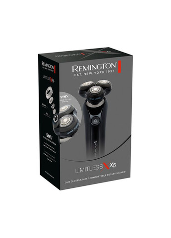 Бритва електр. роторна X5 Limitless X, бритв.головок-3, від мережі, сух.+волог., тример, водонепрон., швид. зарядка, чорний Remington (314833146)