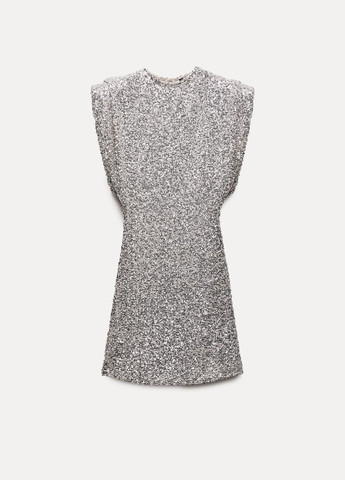 Срібна вечірня сукня Zara однотонна