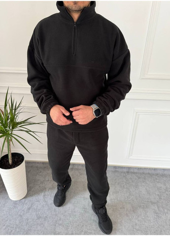 Черный демисезонный костюм крутезный качественный турецкий полар флис,штаны и кофта Україна
