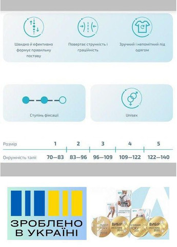Бандаж для осанки . 1/70-83см. Полужесткий. Ребра жесткости. Универсальный. Корректор осанки Alkom 1020 (367722468)