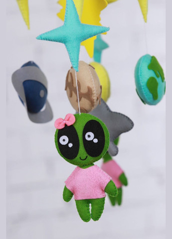 Дитячий мобіль на ліжечко для немовлят WooolyWool «Космічні друзі» No Brand (342757860)