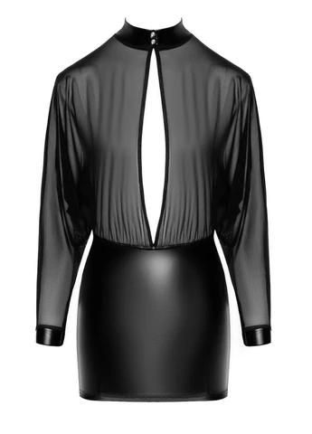 Черное платье f348 powerwetlook and tulle dress cherrylove Noir Handmade