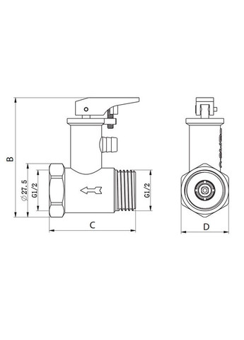 Предохранительный клапан для бойлера KR.1046.K - 1/2” 6BAR (c ручкой) (KR4764) KOER (322005388)