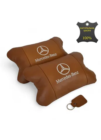 Комплект 2шт для підголівника Mercedes-Benz, виготовлених з натуральної коричневої шкіри. Комфорт в авто No Brand (381547089)